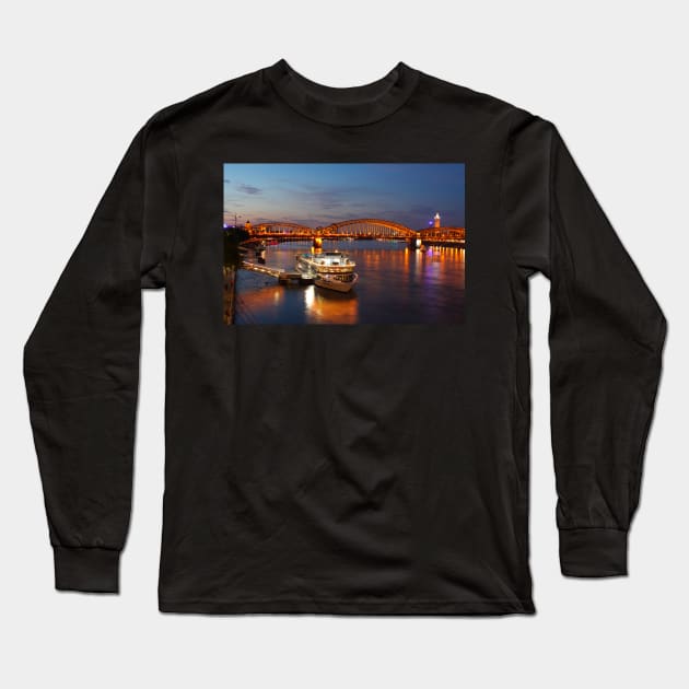 Hohenzollern Bridge with Rhine Long Sleeve T-Shirt by Kruegerfoto